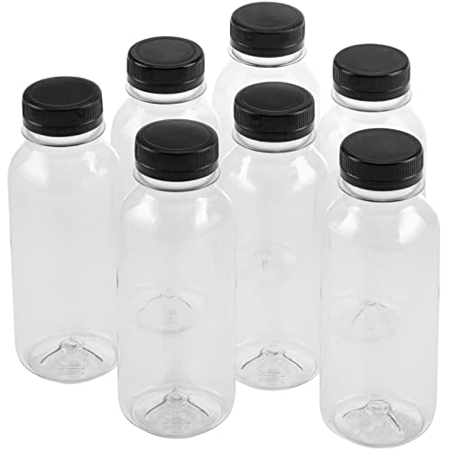 PrimeMatik - Botellas pequeñas de plástico Pet reciclable cuadradas y Transparentes 250mL, 7 Unidades