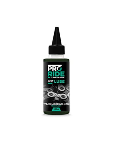 PRORIDE Wet Lube - Lubricante cadena bicicleta - Lubricante Humedo con PTFE - Antidesgaste, Antifricción, Antioxidante - 150 ml, Verdoso