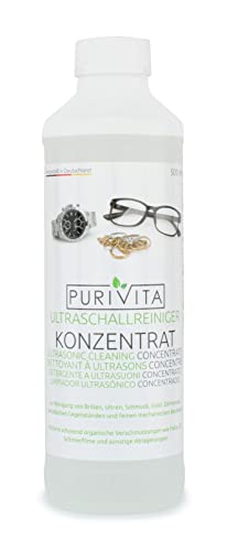 Purivita - Líquido para limpiador ultrasónico-baño ultrasónico, para gafas, dentaduras postizas, joyas 500ml