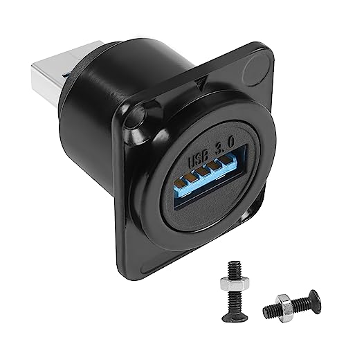 QIANRENON USB3.0 Macho a Hembra Panel Montaje Adaptadore 5Gbps USB Plug to Socket Conversión Conectores USB3.0 Montaje Socket, D Panel/XLR Panel Montaje, para USB Dato Transferencia y Carga