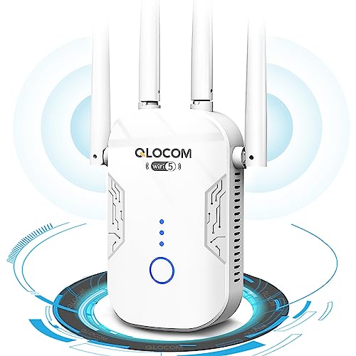 QLOCOM 2023 Nuevo Amplificador Señal WiFi 1200Mbps Repetidor WiFi, Doble Banda 5GHz y 2.4GHz WiFi Booster con WPS, Extensor WiFi Compatible con Todos los Routers