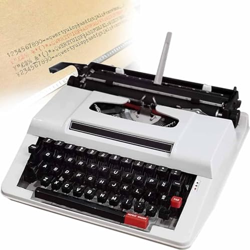 Quepiem Máquina de Escribir Manual Retro, máquina de Escribir, máquina de Escribir Manual Moderna, máquina de Escribir Manual portátil Tradicional con Estuche - Regalo de colección (White)