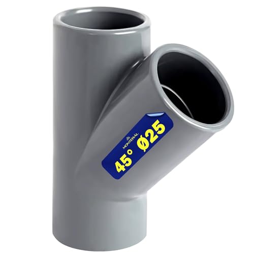 Racor PVC U con Ángulo de 45° Ø 25 mm Se Utiliza para Unir Tres Tubos con Cola - Garantía de 10 Años - MONTERAL