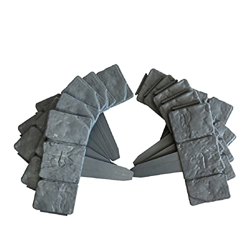 RAM ONLINE 506045994844 Ram20 x Paquete de 10 Unidades, Color Gris, Efecto Piedra adoquinado Oscuro, Borde de jardín de césped en 5 Metros