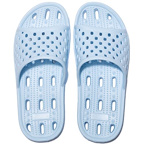 Ranberone Zapatillas de Ducha para Mujeres Antideslizantes Chanclas y Sandalias de Piscina Sandalias de Baño (Azul, 37)