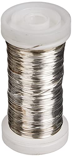 Rayher Alambre de cobre para bisutería y manualidades, plateado, 100 m, 0,4 mm ø, 2402400