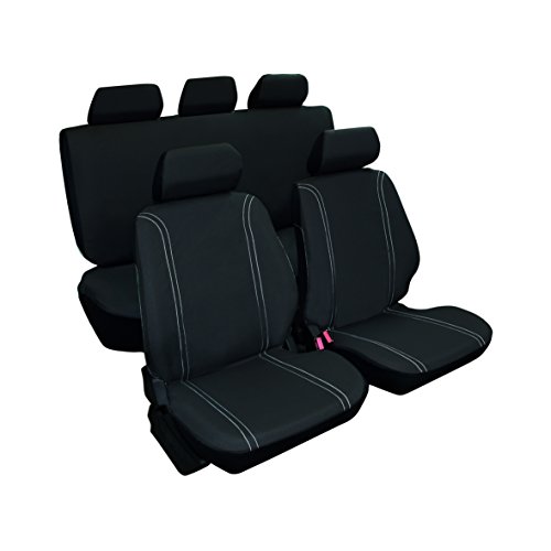 RD9 - Juego de fundas para asientos de coche universales, modelo DUERO, color negro, 9 piezas