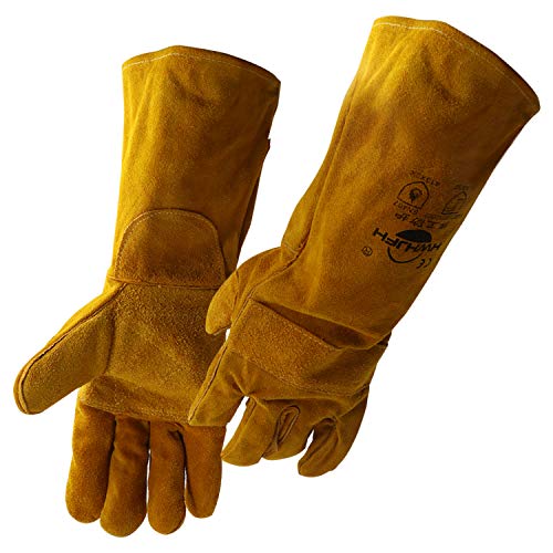 Reboot Guantes de soldadura guantes resistentes al calor guantes de fuego para quemadores de leña cuero serraje de vaca guantes de soldadura guantes de aparejador guantes de barbacoa