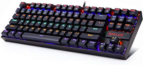 Redragon Teclado Mecanico Gaming - KUMARA K552 -TKL - Iluminacion Rainbow - Interruptores Rojos - Reforzado - Distribución Española - Teclado Gamer con Cable - Negro