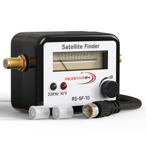 RedStar24 Satfinder | Medidor de señal SAT con cable de conexión de sonido y F para ajustar su cuenco satélite digital | Buscador de satélites digital