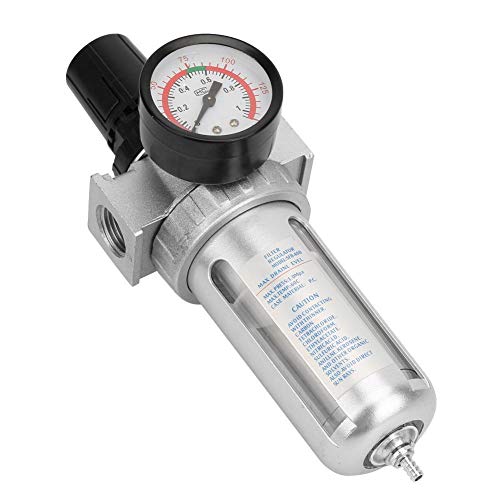 Regulador de filtro de compresor de aire con manómetro, BSP 1/2 "Compresor de aire Trampa de agua Filtro de presión Regulador de presión con conexión de montaje, Dispositivo de regulación de presión