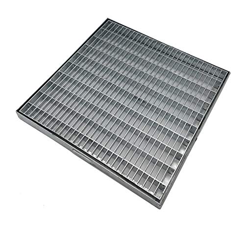 Rejilla galvanizada antitacón de desague para drenaje lineal, cuadradas y rectangulares de acero galvanizado, todos los tamaños (22,5x22,5 cm)