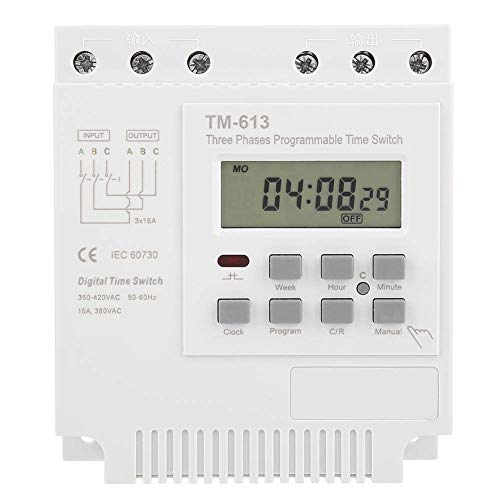 Relé de Tiempo Programable,Jadeshay Programable Control del Temporizador Alimentación del Interruptor Controlador de Temporizador de 380V Temporizador Trifásico, TM-613