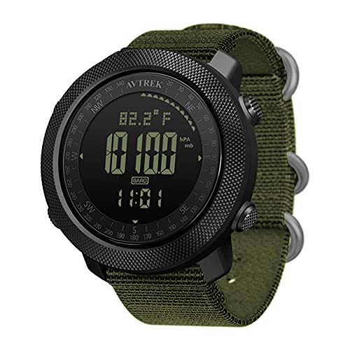 Reloj táctico de Supervivencia para Hombres AVTREK, Ideal para Actividades al Aire Libre como Senderismo, natación y ejército. Cuenta con altímetro, barómetro y brújula Digital