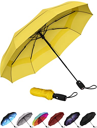 Repel Umbrella Paraguas Plegable Antiviento Pequeño – Mini Paraguas Automático Resistente al Viento y la Lluvia, Perfecto para el Coche, Golf y Viaje (Amarillo)