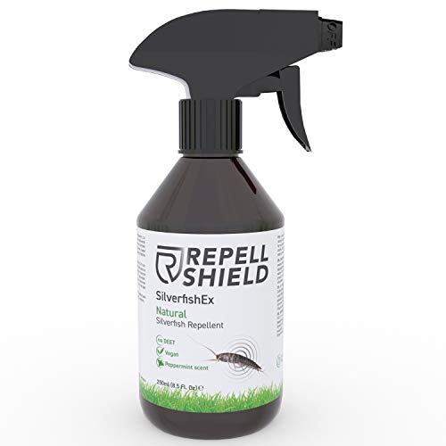 RepellShield Spray Insecticida Pececillos de Plata Orgánico, 250ml - Pececillos de Plata Eliminar de Forma Orgánica con Aceites Esenciales - Alternativa a Trampa Pececillos de Plata