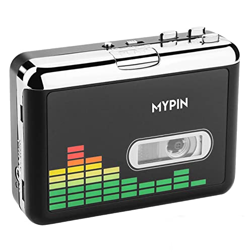 Reproductor de Cassette Portátil,MYPIN Walkman Cassette, Convertidor de Cassette a MP3,Retro Inverso Automático con Auriculares,Grabadora Cassette Directamente a la Unidad Flash USB/no Necesita PC