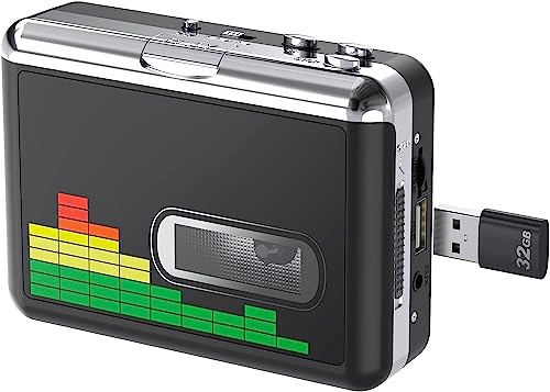 Reproductor de Cassette USB convertidor de Banda a MP3, Reproductor de música de Audio portátil Walkman convertidor de Cassette a MP3 con Auriculares, no se Requiere PC