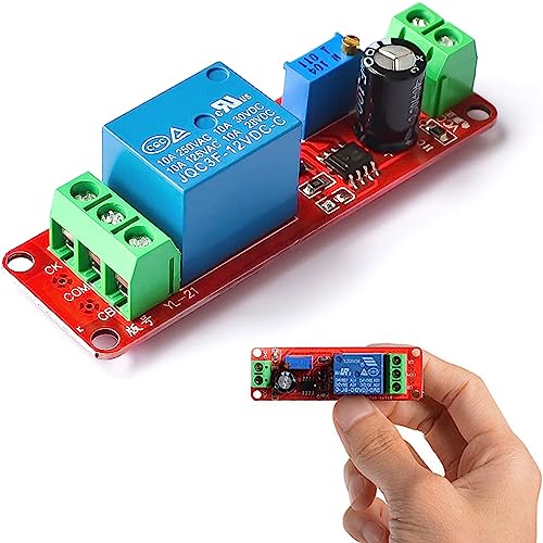 Retoo Módulo de relé de tiempo de retardo DC 12V para Arduino o Raspberry 1-10s Circuito de controlador de tiempo Temporizador Interruptor de relé de retardo Módulo de relé Temporizador Interruptor