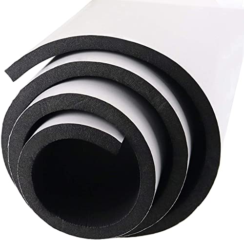 Rollo de espuma autoadhesiva de caucho celular, autoadhesivo, 300 mm (ancho)x12 mm (diámetro)x1.5 m (largo), fácil de cortar, placa de goma celular DIY (negro)
