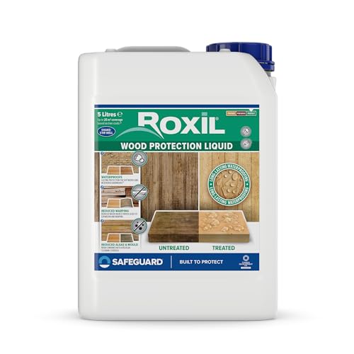 Roxil tratamiento de fondo para madera exterior - 5 litros - Proporciona 10 años de protección e impermeabilización