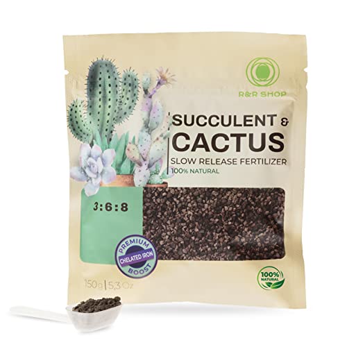 R&R SHOP - Fertilizante Orgánico para Suculentas y Cactus, Alimento Orgánico Completo, liberación lenta, perfecto para Todas las Suculentas de Interior y Exterior - 150GR