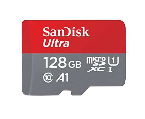 SanDisk 128GB Ultra tarjeta microSDXC + adaptador SD hasta 140 MB/s con Clase A1 de rendimiento de las aplicaciones UHS-I Class 10 U1
