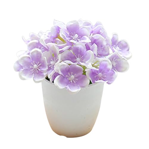 SANWOOD Flor de seda de arte decorativa boda en maceta flor de hortensia falsa Reutilizable Sin riego Práctico Color brillante Púrpura claro