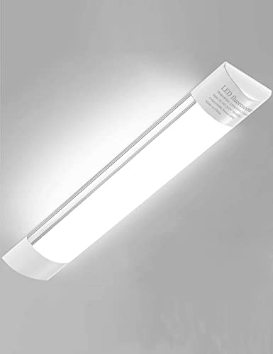 Sararoom Pantalla LED Tubo Integrado 30 cm, Lamparas LED de Techo 10W 1200LM Luminaria LED, Blanco Frio 6500K Fluorescente Lampe, Ángulo de haz de 130° Regleta Batten Light Para Cocina Baño Oficina