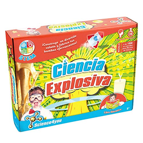 Science4you-481517 Ciencia Explosiva, Juego Educativo y cientifico-28 Experimentos y Libro para Niños 8 Años (481517)