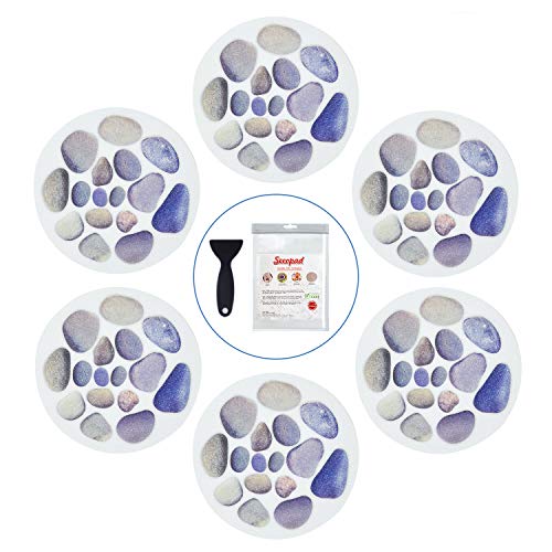 Secopad Calcomanías antideslizantes para bañera, 10 piezas de gran tamaño de adoquín, antideslizantes, para ducha y bañera con raspador premium