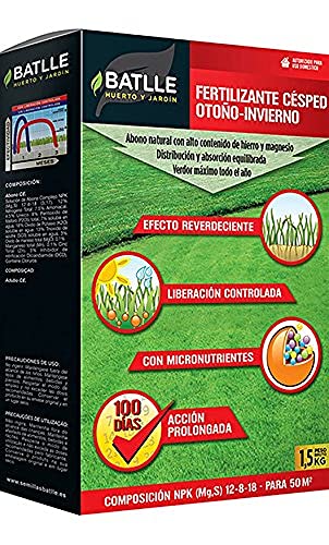 Semillas Batlle Abonos - Fertilizante Césped Profesional Otoño-Invierno Caja 1,5 Kg. - Batlle