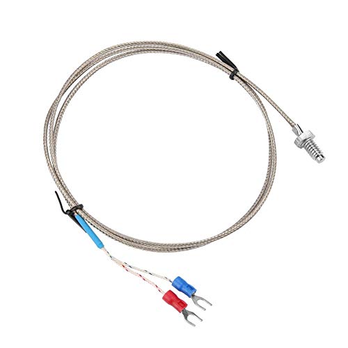 Sensor de Termopar M6 BSW Tipo K Cable Sensor de Temperatura M6 BSW Sonda de Medición la Temperatura Rosca de Tornillo Tipo K Sensor de Termopar con 1 Metro Cable (1M)
