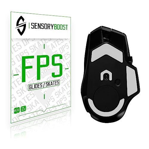 SensoryBoost FPS Glides para Logitech G502 X Lightspeed/Plus Gaming Mouse (paquete de 2 unidades) Pies de repuesto para patines - Superficie prensada plana, autoadhesivo, PTFE, accesorios, kit de