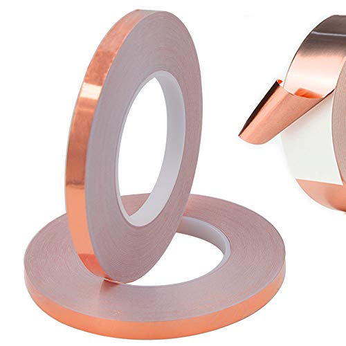 Senven Cinta Adhesiva primera calidad cobre - Conductor - (50m × 10 mm) × 2 - Blindaje EMI y RF, circuitos papel, soldadura, reparaciones eléctricas, Repelente de babosas - Paquete de 2