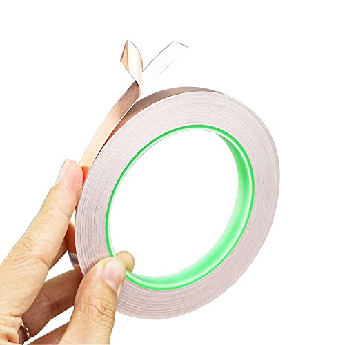 senvenelec Cinta de cobre conductora de doble cara - cinta lámina cobre (50m × 6 mm) × 2, Blindaje RF y EMI, circuitos papel - Paquete de 2
