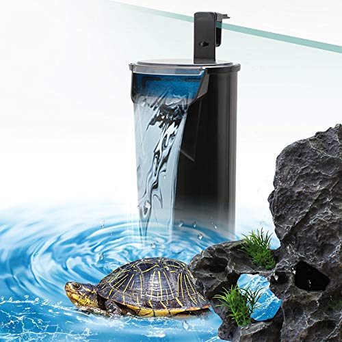 SENZEAL Turtle Bomba de Cascada, Plástico ABS, Filtro Interno, 5W 220V / 50Hz 400L / H Nivel de Agua Bajo Limpio para Tanque de Peces Reptiles Anfibios - Negro