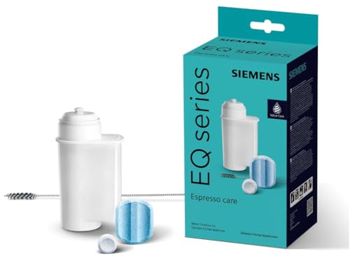 Siemens Care Set para cafeteras automáticas TZ80004A, 10 pastillas de limpieza, 1 filtro de agua BRITA, 3 pastillas descalcificadoras, cepillo, serie EQ