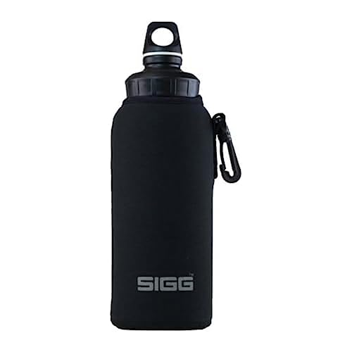 SIGG Neoprene Pouch Black WMB Cubre botellas (1.5 L), moderna funda protectora para todas las botellas reutilizables SIGG de boca ancha, útil funda de neopreno