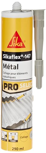 Sika flex 147 Metal gris claro, pegamento polimérico especial metal, masilla todos los metales, interior y exterior, 290 ml