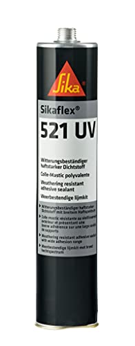Sikaflex 521 UV, Negro, Sellador multiusos poliuretano híbrido, Sellador adherente para sellados y uniones elásticos, resistente a la intemperie, 300ml