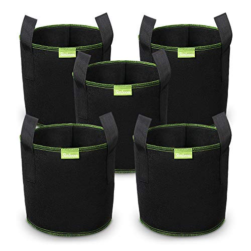 SIMBOOM Bolsas para Plantas 27L (5 Piezas), Bolsa de Cultivo No Tejidos, Saco para Plantas de geotextil Respirable para Flores y Verduras, Negro - 33cm x 32cm