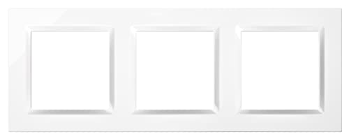 SIMON - Marco Interruptor de Pared, 3 Elementos, Compatible con Mecanismos Simon 10, Apto para Interiores, Fácil de Montar, Compatible con Pulsador, Conmutador y Enchufe Schuko, Color Blanco