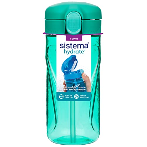 Sistema Hydrate Quick Flip botella de agua | 520 ml | Botella de agua con pajita sin BPA | Colores variados