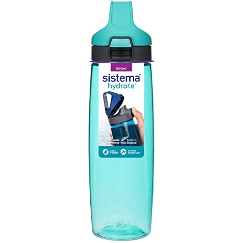 Sistema Tritan Adventum botella de agua | Botella de agua hermética con tapa con botón de 900 ml | Sin BPA | Colores variados