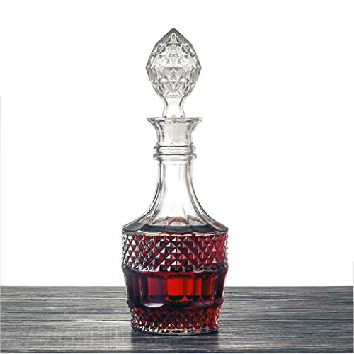 Skelang Decantador de whisky, decantador de licor de vidrio, decantador tallado para whisky, brandy, vodka, ginebra, 800 ml