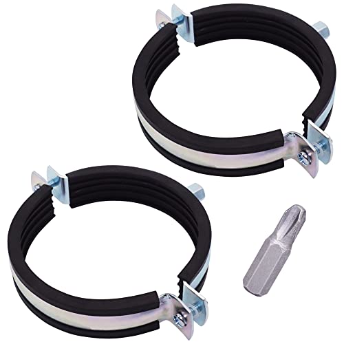 SKIR'CO (2 piezas) Soportes de tubo con revestimiento de goma para tubos de 109-112 mm, abrazaderas de tubo, soportes de tubería para montaje en pared y techo