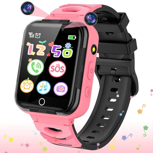 Smooce Reloj Inteligente Niños,Smartwatch Niños Música con 24 Juegos,Reloj telefono niños con 14 Temas Llamadas Estilo,Dual Cámara,Grabadora,Linterna,Video,Despertador,Reloj para Niños Niñas