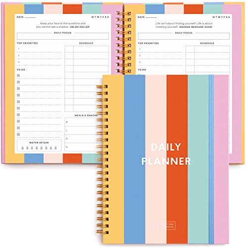 S&O - Planificador sin fecha con rastreador de comidas, hábito y rutina, lista de tareas diarias, agenda semanal y mensual, organizador de cuadernos a rayas para 2022