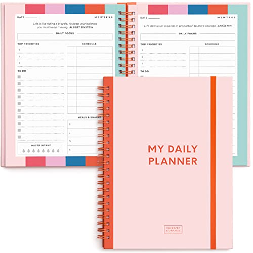 S&O - Planificador sin fecha con rastreador de comidas, hábito y rutina, lista diaria de tareas pendientes, agenda semanal y mensual, organizador de cuadernos rosa para 2022